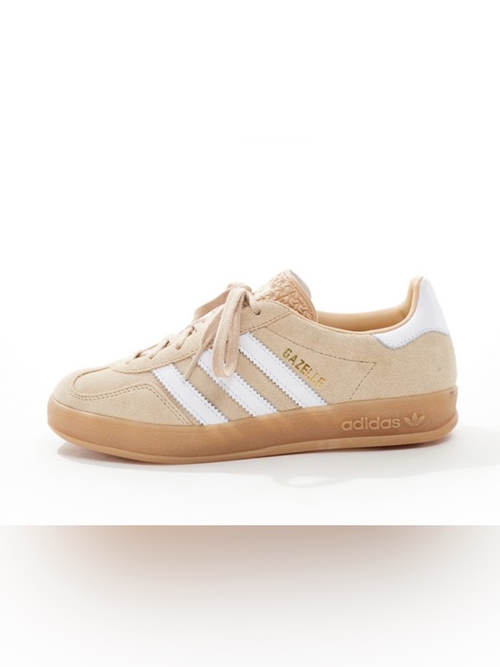 adidas Originals Shoes - adidas Originals Gazelle Beige Suede Sneakers with White Stripes
